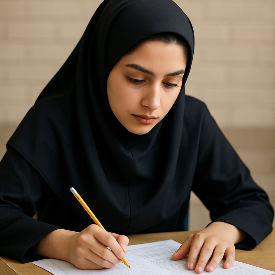 تصویر یک دختر در جلسه آزمون کنکور - تغییرات کنکور 1405